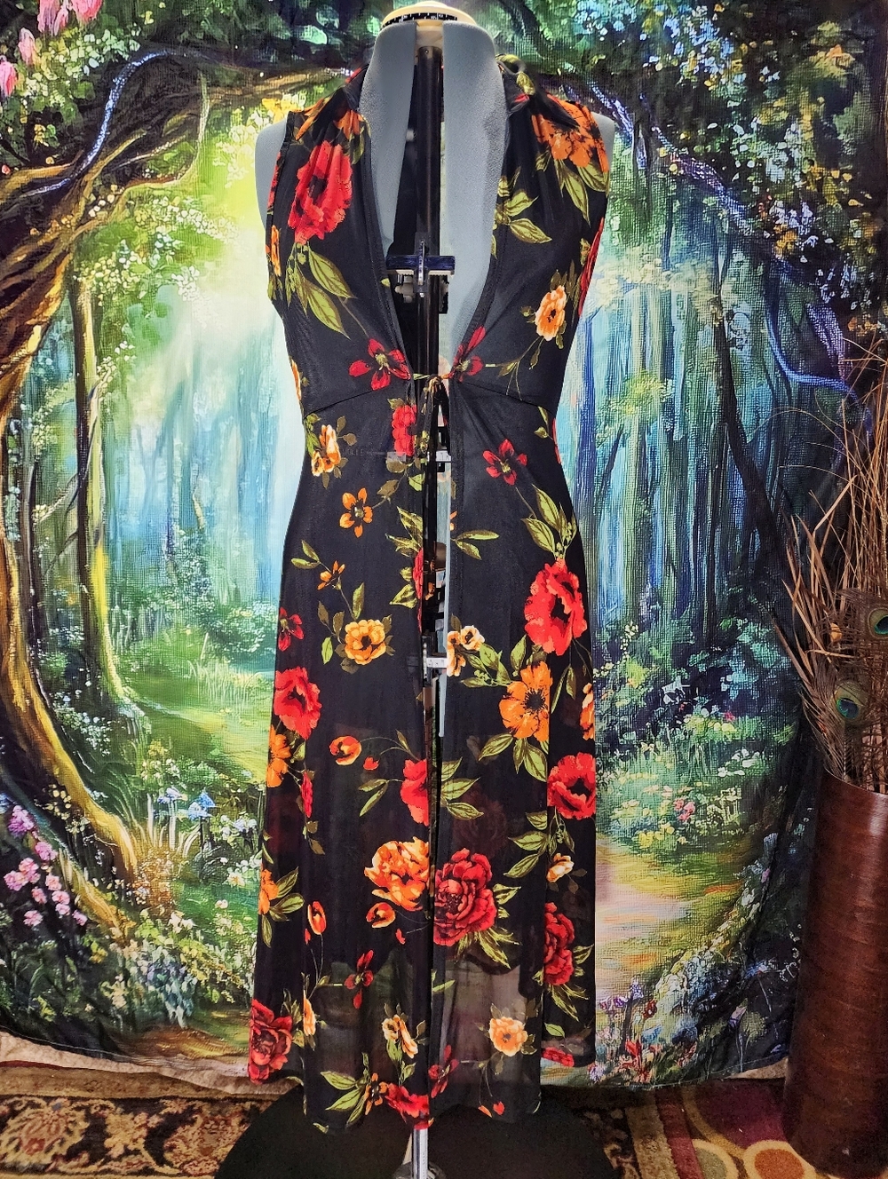Floral Sheer Front Tie Collared Cover Top by EMBER Size L